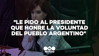 LA CARTA DE CRISTINA A ALBERTO: "Le pido que honre la voluntad del pueblo argentino" - Telefe