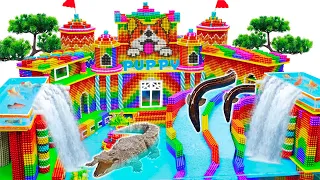 Build 1M Dollars Water Slide Park Into Underground Swimming Pool For Cute Pets From Magnetic Balls