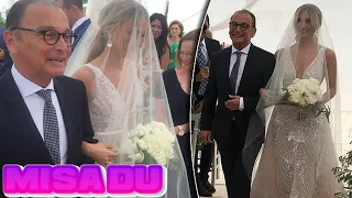 Anna Heinrich's father Les sheds a tear as his walks down the aisle