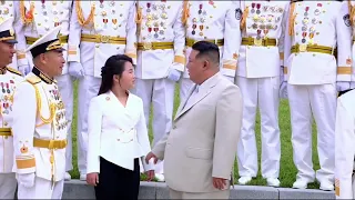 Kim Jong Un, Daughter visit KPA Navy Headquarters on Navy Founding Day