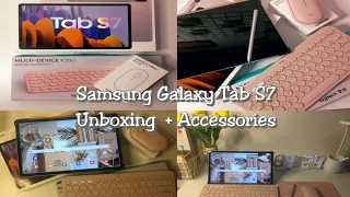 SAMSUNG GALAXY TAB S7 AESTHETIC UNBOXING | ACCESSORIES | ENG SUB | ASMR  📦🛍