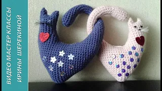 Валентинка, сердечные котики, ч.1. Valentine, heart cats, р.1  Amigurumi. Crochet.