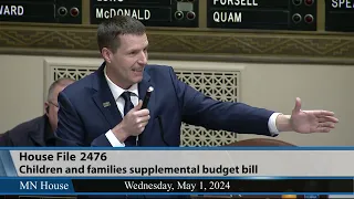 Minnesota House passes HF2476, the children and families supplemental finance bill 5/1/24