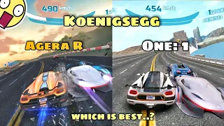 Koenigsegg agera R VS Koenigsegg one:1🏎️🔥|| which is best..??🤔 || asphalt nitro 🔥