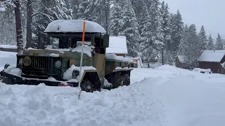 Deuce and a half plowing snow.