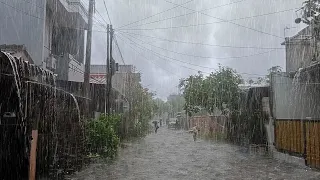 Super Heavy Rain in the Village | very cold and heavy | Sleep instantly with the sound of heavy rain