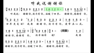 听我说谢谢你/聽我說謝謝你 G调伴奏 (加小节指示，供参考）- instrumental in G with measure marks