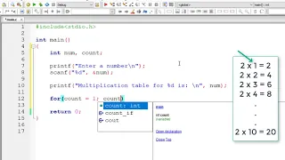 C Program To Print Multiplication Table Using For Loop