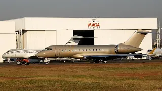 POUSO DO GIGANTE JATO DOURADO DE 250 MILHÕES DE REAIS EM CAMPINAS AEROPORTO CAMPO DOS AMARAIS