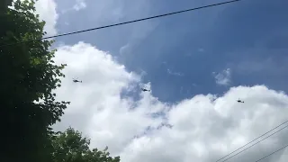 Five Apache Helicopters fly over my house