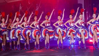 Moulin Rouge cancan dancers celebrate French cabaret's 130th birthday