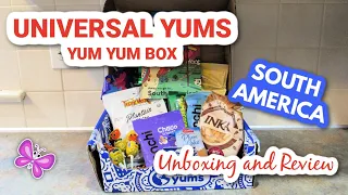 South America UNIVERSAL YUMS Subscription Box Unboxing & Taste Test | August 2022 Yum-Yum Box