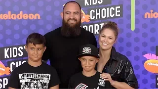 Ronda Rousey and Travis Browne 2018 Kids' Choice Sports Awards Orange Carpet