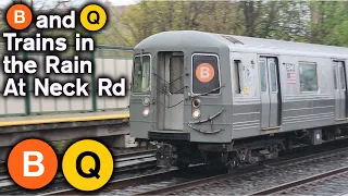 NYC Subway: B and Q Trains in The Rain at Neck Road