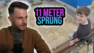 Schwitzige Hände beim Zuschauen! 11 Meter Sprung in Sandhaufen | Fabio Schäfer LIVE