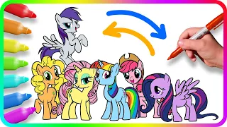 RECOLORING All Ponies, COLOR SWAP - Coloring Pages MY LITTLE PONY. How to draw My Little Pony. MLP