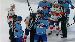 Montréal Canadiens vs Florida Panthers scuffle after hit