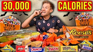 EATING 30,000 CALORIES OF HALLOWEEN CANDY IN 24 HOURS! (INSANE CHALLENGE)