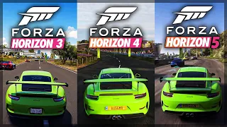 Forza Horizon 5 - CAR SOUNDS Comparison (FH3 vs FH4 vs FH5) Porsche 911 GT3 RS