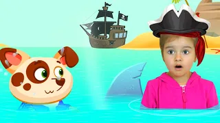 Arina and dog Duddu went on a trip | Cat Bubbu rescued Arina and Duddu from pirates