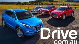 Hyundai Tucson v Mazda CX-5 v Ford Kuga v Mitsubishi Outlander Comparison | Drive.com.au