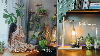 Sub) Simple Table Lamps made of Reuse Glass Bottles, DIY Hanging Pots by Macrame | Decorating Ideas