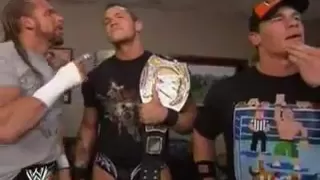 Triple H, Orton and Cena backstage 03 03 08