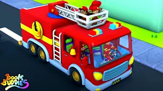 Wheels On The Firetruck Red + More Baby Songs and Vehicles Cartoons