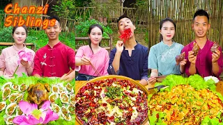 Natural Food Outdoor Cooking | Super Spicy Fish+Lotus Leaf Chicken |Chinese Mukbang Eating Challenge