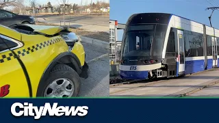 Taxi collides with Valley Line LRT