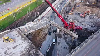 Демонтаж Дмитровского путепровода и ближайшие стройки рядом (4К, май 2022)
