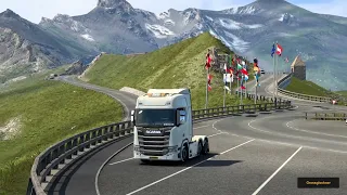A mountain road with many winding accounts| Euro Truck Simulator 2 | Logitech g29 gameplay