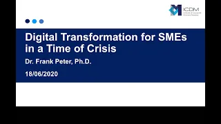 Digital Transformation for SMEs in a Time of Crisis - Webinar 18 June 2020