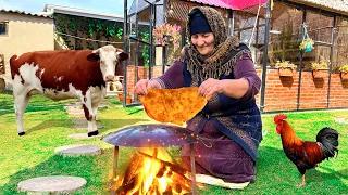 Granny Cooked Real Homemade Crispy Chebureks in the Village!