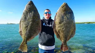 2 Record BREAKING Fish in 1 Day! Catch Clean Cook (GIANT Flounder)