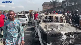 WATCH: Governor Fubara Visits Scene Of Tanker Explosion In Eleme