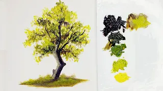 How to paint a tree in Acrylics lesson 5 - easy drawing -Step By Step ll THE ART_OFFICIAL