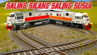 EDAN!! double track SALING SILANG SALING SUSUL!! feat DJ LADA DIDA | Trainz Simulator Indonesia