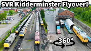 360° SVR DIESEL GALA Flyover - See All the LOCOS & Kidderminster Diesel Depot..!