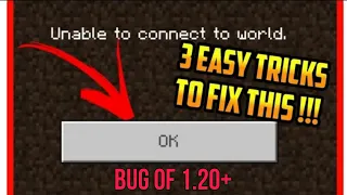 How to Solve the Problem of UNABLE TO CONNECT to world | MCPE 1.20+ Bug | #mcpe #mcpehindi #mcpebug
