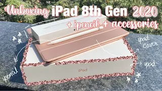 IPAD 2020 8TH GEN and APPLE PENCIL UNBOXING | ACCESSORIES | ASMR | **AESTHETIC**