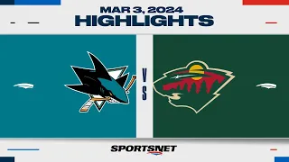 NHL Highlights | Sharks vs. Wild - March 3, 2024