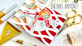 WHITE Diecuts on a BOLD Background | Pinkfresh Studio Cheers Stamp | Happiness Blog Hop & Giveaway