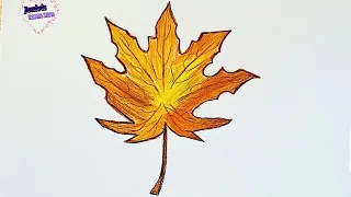 Autumn leaf color // how to draw a fall leaf //how to draw a maple leaf //fall // ë‹¨í’ // Leaf art