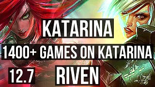 KATARINA vs RIVEN (MID) | 4.1M mastery, 1400+ games, 6 solo kills, Legendary | EUW Master | 12.7