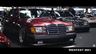 Mercedes CE W124 Coupe Bagged on AMG Aeros at Wekfest 2021 Nagoya