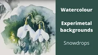 Watercolour experimental backgrounds: Snowdrops