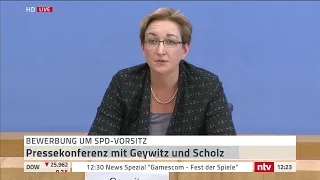 Live: Pressekonferenz der SPD-Kandidaten Scholz und Geywitz