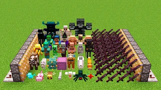 x100 minecraft netherite swords and all mobs combined