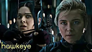 Yelena Belova vs Kate Bishop & Hawkeye, Fight Scene - Hawkeye Episode 4